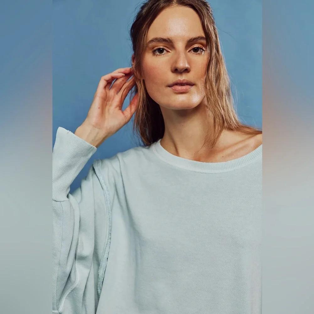 Free People Light Blue Oversized Sweatshirt - Picture 3 of 11